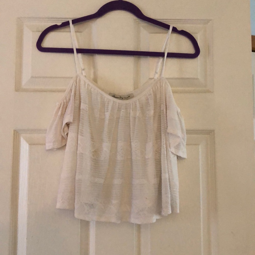 Off the shoulder white shirt